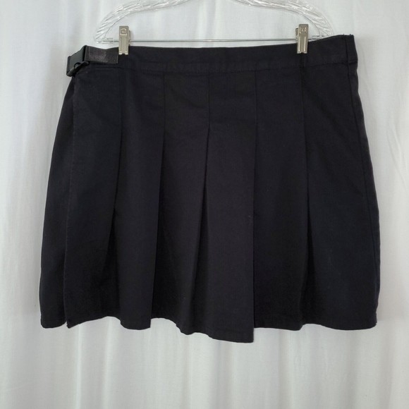 BP Womens Canvas Tennis Faux Wrap Skirt with Buckle Black - Picture 1 of 8